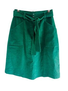 Pretty Vacant Emerald Green Tie-Waist Corduroy Skirt